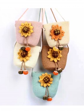 Kid's Crochet Sunflower & Pumpkins Mini Bag